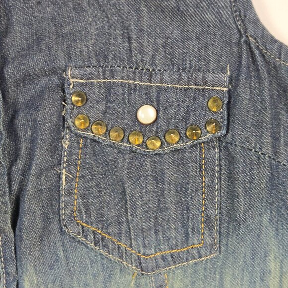 MMXIII Womens‎ Extra Small Ombre Blue Green Denim Top Cowgirl Country Y2K Boho - Picture 10 of 10